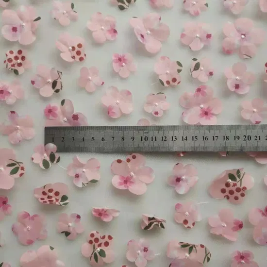 Vestido líquido floral 3D impresso flor corte a laser tecido de renda de tule bordado
