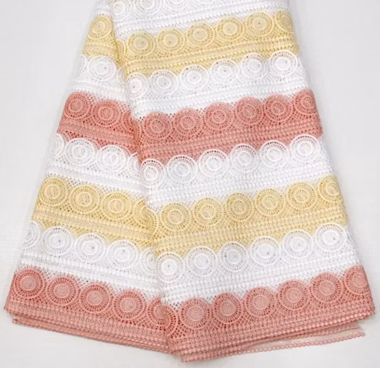 Bom preço tecido de renda guipura de renda com corte químico