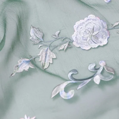 Mais recente design brilhante lantejoulas flor folha bordado malha plana bordado tecido de renda para vestidos de festapopular