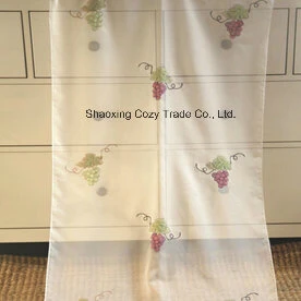 Tecido de cortina bordada de voile com design de frutas, tecido transparente